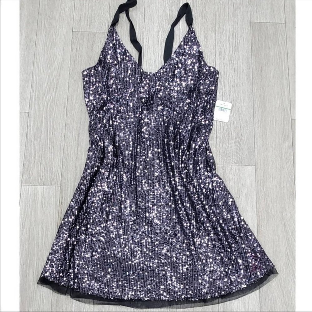 Free People Mini Cocktail Dress Sequin Black Size XS